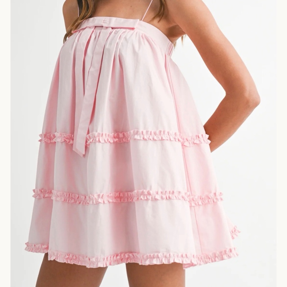 Women's Pink Tiered Ruffle Skater Mini Skirt
